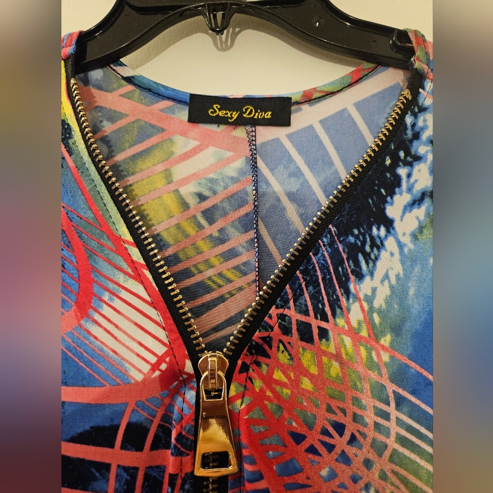 Colorful Abstract Zip-Top Dress - Picture 3 of 5